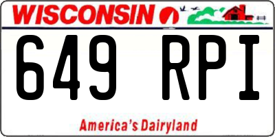 WI license plate 649RPI