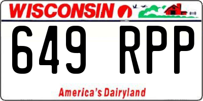 WI license plate 649RPP