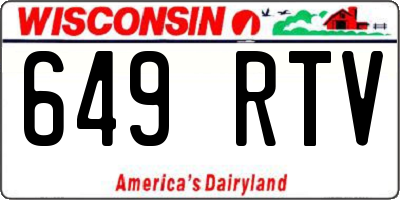 WI license plate 649RTV