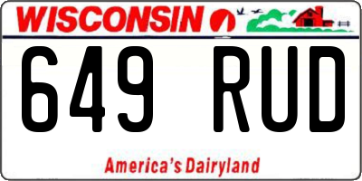 WI license plate 649RUD