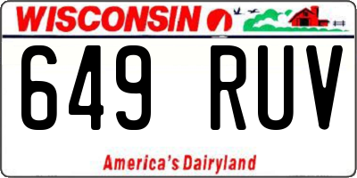 WI license plate 649RUV