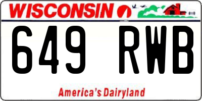 WI license plate 649RWB