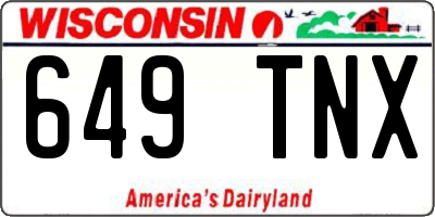 WI license plate 649TNX