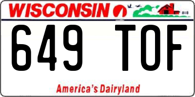 WI license plate 649TOF