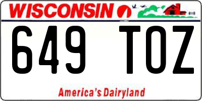 WI license plate 649TOZ