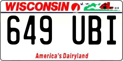 WI license plate 649UBI