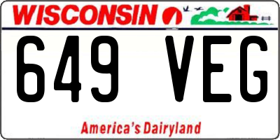 WI license plate 649VEG