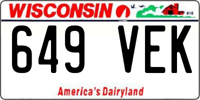 WI license plate 649VEK