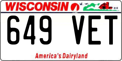 WI license plate 649VET