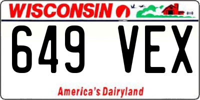 WI license plate 649VEX