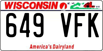 WI license plate 649VFK