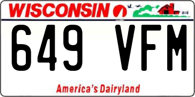 WI license plate 649VFM