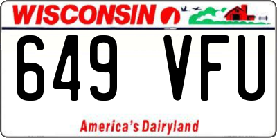WI license plate 649VFU