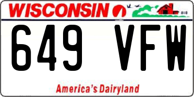 WI license plate 649VFW