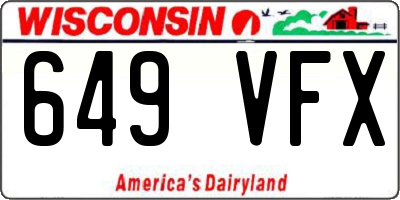 WI license plate 649VFX