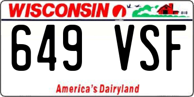 WI license plate 649VSF