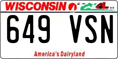 WI license plate 649VSN