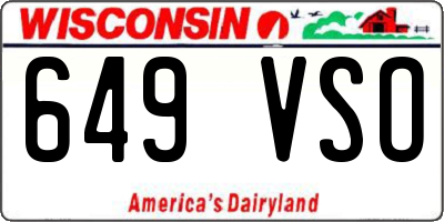 WI license plate 649VSO