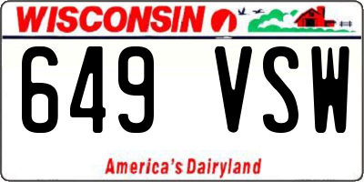 WI license plate 649VSW