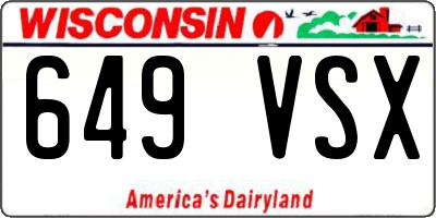 WI license plate 649VSX