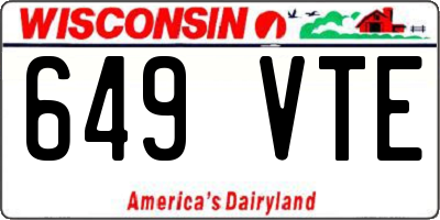 WI license plate 649VTE