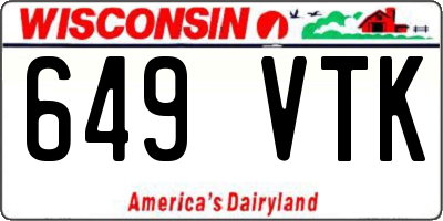 WI license plate 649VTK