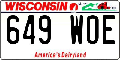 WI license plate 649WOE
