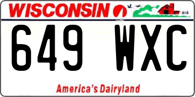 WI license plate 649WXC