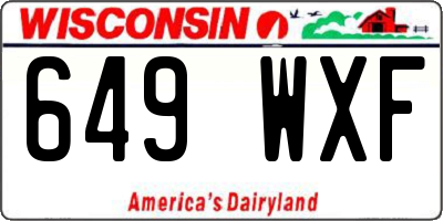 WI license plate 649WXF
