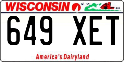 WI license plate 649XET