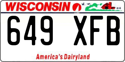 WI license plate 649XFB