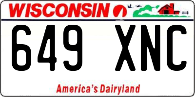 WI license plate 649XNC
