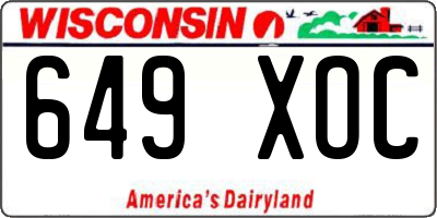 WI license plate 649XOC