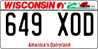 WI license plate 649XOD