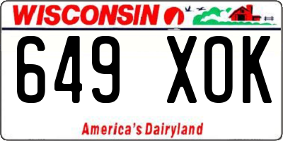 WI license plate 649XOK