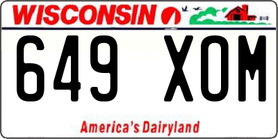 WI license plate 649XOM