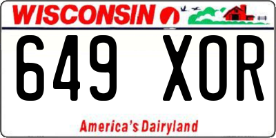 WI license plate 649XOR