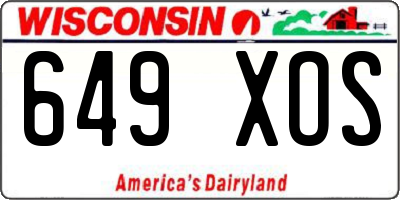 WI license plate 649XOS