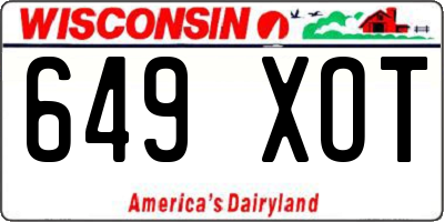 WI license plate 649XOT