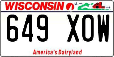 WI license plate 649XOW