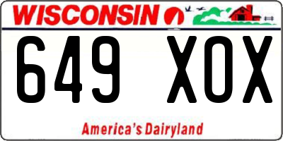 WI license plate 649XOX