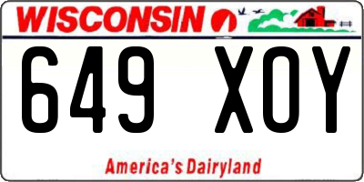 WI license plate 649XOY