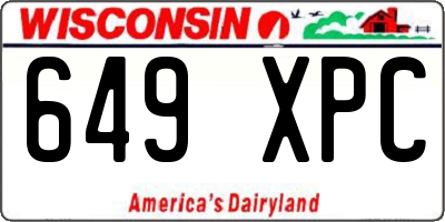 WI license plate 649XPC