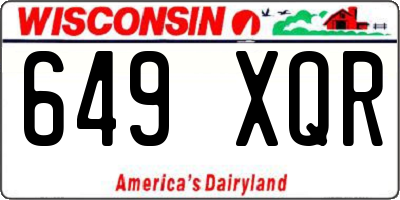 WI license plate 649XQR