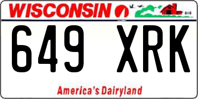 WI license plate 649XRK