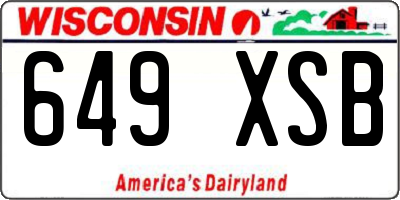 WI license plate 649XSB