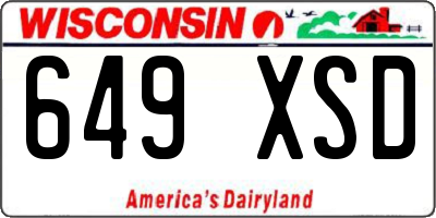 WI license plate 649XSD