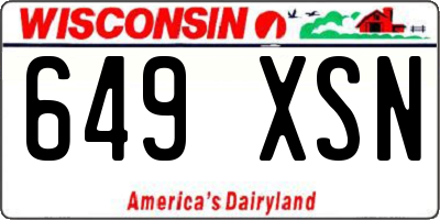 WI license plate 649XSN