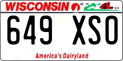 WI license plate 649XSO