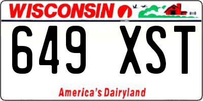 WI license plate 649XST